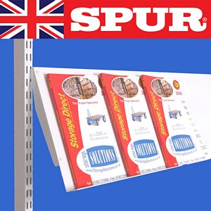 Spur ® Twin Pack - Periodical Shelves c/w Brackets - White Spur Shelving white wall mounted cantilever shelving uprights Spur brackets & bookends 9910 