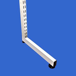 SPUR® Shelving Gondola T leg, suitable for constructing single sided Gondola shelving units.  Available in various heights.  The L-leg base is 7cm High by 37cm Deep. The frame itself is 2.5cm wide, including the foot it is 4.7cm    ... Spur Steel-lok DS2  freestanding Gondola library / retail shelving