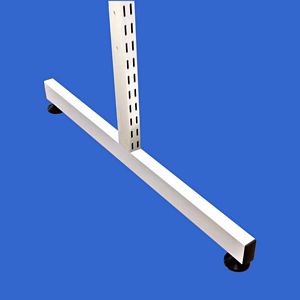 SPUR® Shelving Gondola T leg, suitable for constructing double sided Gondola shelving units.... Spur Steel-lok DS2  freestanding Gondola library / retail shelving